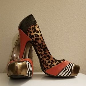 Charlotte Russe Leopard/Zebra Print Suede Pumps